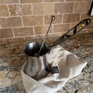 Michael Aram Hammered Silver Coffee Pot with Gold Accents